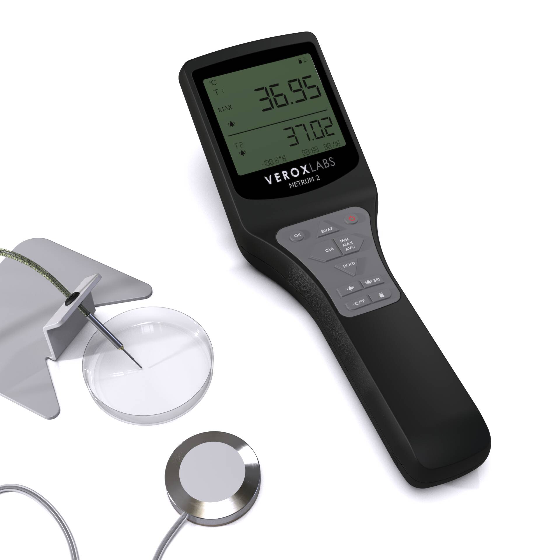 Dual Probe - Pt100 High Precision Handheld Digital Thermometer